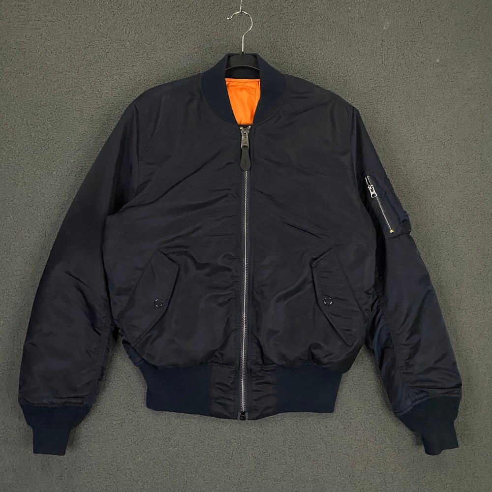 Alpha Industries MA-1 Intermediate Flyers Jacket sz Small Navy Reversible Bomber